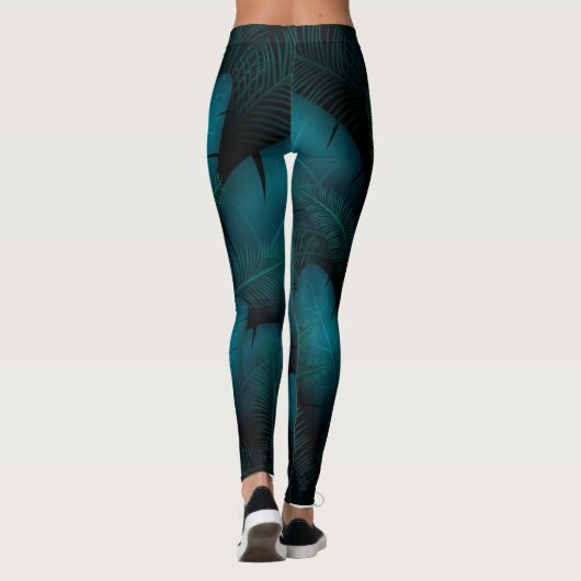 grüne Blätter dunkle Leggings (Rückseite)