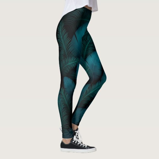 grüne Blätter dunkle Leggings (Rechts)