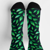 Grüne Blätter Dunkles botanisches Muster Socken (Oben)