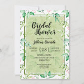 Grüne Blätter Einladungen zur Aquarelldusche (Vorderseite)