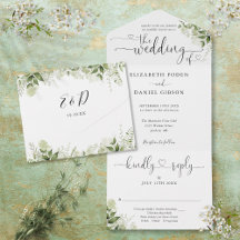 Grüne Blätter Elegante Script Hearts Wedding