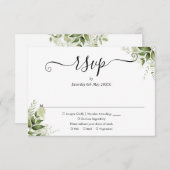 Grüne Blätter Elegante Script Wedding RSVP Karte (Vorne/Hinten)