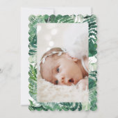 Grüne Blätter Elegantes botanisches Frame Taufe Fo Einladung (Rückseite)