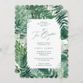 Grüne Blätter Elegantes botanisches Frame Taufe Fo Einladung (Vorne/Hinten)