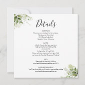 Grüne Blätter Elegantes Script in einer Hochzeit Einladung (Rückseite)