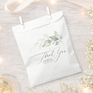 Grüne Blätter Elegantes Skript Vielen Dank für Ihr Geschenktütchen