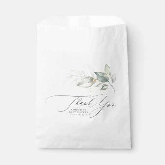 Grüne Blätter Elegantes Skript Vielen Dank für Ihr Geschenktütchen (Vorderseite)