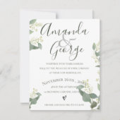 Grüne Blätter | Elegantes Skript | Vow Renewal Einladung (Vorderseite)