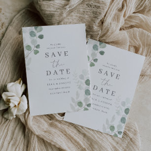 Grüne Blätter Eleganz Hochzeit Save The Date