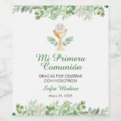 Grüne Blätter Erste Heilige Kommune Spanischer Vin Weinetikett (Einzelnes Label)