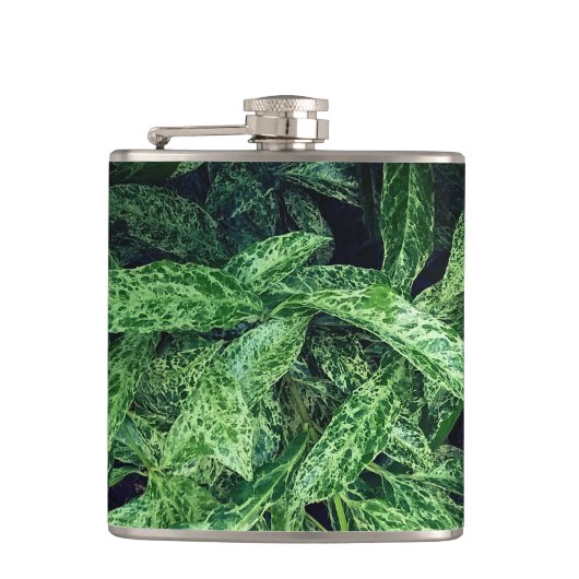 Grüne Blätter Flachmann (Vorderseite)