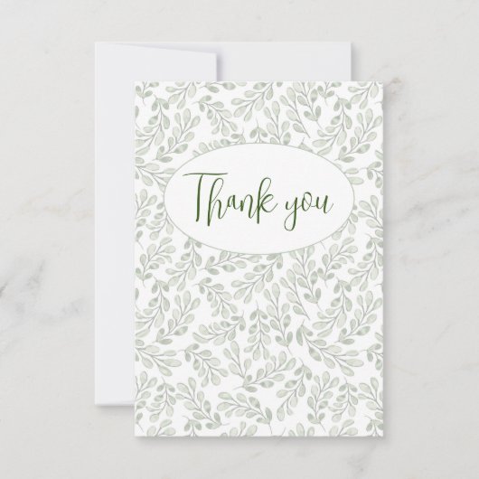 Grüne Blätter Flat Danke Karte (Vorderseite)