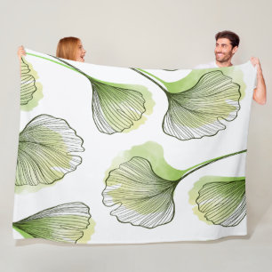 Grüne Blätter Fleecedecke