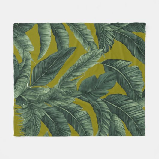 Grüne Blätter Fleecedecke (Vorderseite (Horizontal))