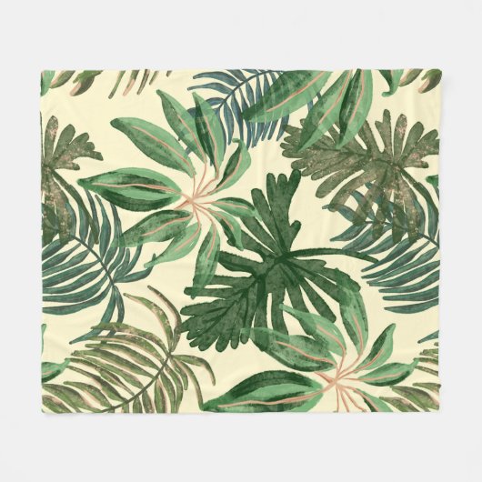 Grüne Blätter Fleecedecke (Vorderseite (Horizontal))