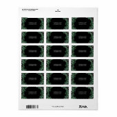 Grüne Blätter & Florets Black Adressaufkleber (Vorne)