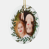 Grüne Blätter Foil Effect Foto Ornament (Rechts)