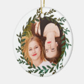 Grüne Blätter Foil Effect Foto Ornament (Links)