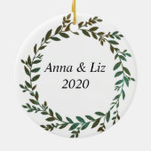 Grüne Blätter Foil Effect Foto Ornament (Hinten)