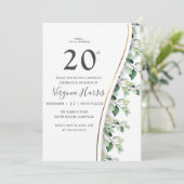 Grüne Blätter Foliage 20. Geburtstag Einladung (Stehend Vorderseite)