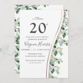 Grüne Blätter Foliage 20. Geburtstag Einladung (Vorne/Hinten)