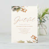 Grüne Blätter Foliage Rustikales Erntedank Dinner Einladung (Stehend Vorderseite)