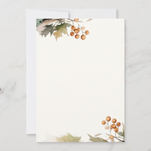 Grüne Blätter Foliage Rustikales Erntedank Dinner Einladung (Rückseite)