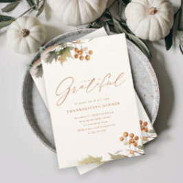 Grüne Blätter Foliage Rustikales Erntedank Dinner Einladung