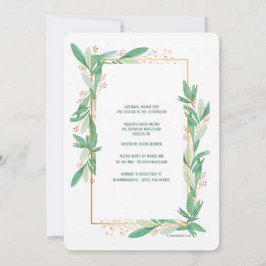 Grüne Blätter Foto Einladung (Rückseite)