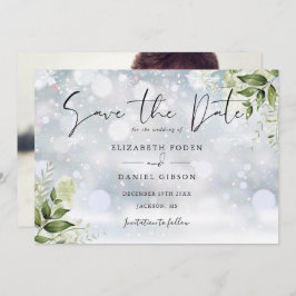 Grüne Blätter Foto Winter Wedding Save The Date
