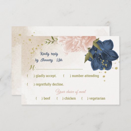 Grüne Blätter für Blume mit Meerschweinchen RSVP Karte (Vorne/Hinten)