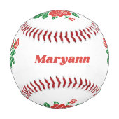 Grüne Blätter für Blumenbeete Rote Rosen Baseball (Rückseite)