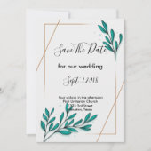 Grüne Blätter für Blumengold Save the Date Einladung (Vorderseite)