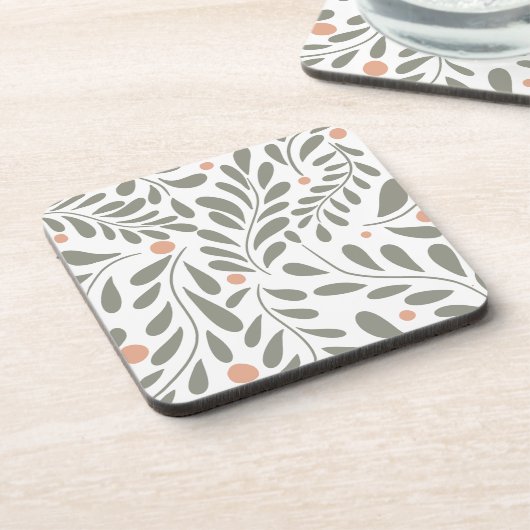 Grüne Blätter für botanisches Muster Getränkeuntersetzer (Linke Seite)