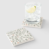 Grüne Blätter für botanisches Muster Steinuntersetzer (Seitenansicht)