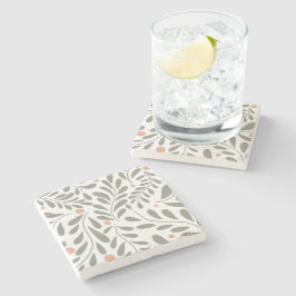 Grüne Blätter für botanisches Muster Steinuntersetzer