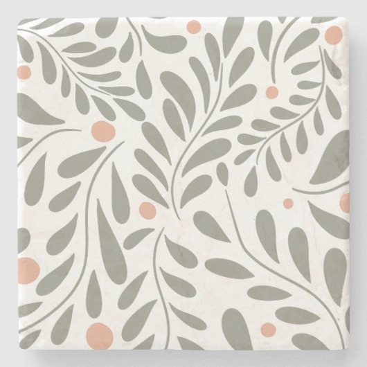 Grüne Blätter für botanisches Muster Steinuntersetzer (Vorderseite)