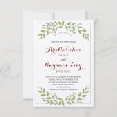Grüne Blätter für die hebräische jüdische Hochzeit Einladung (Vorderseite)