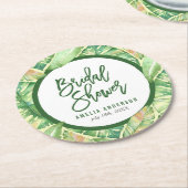 Grüne Blätter für tropisches Brautparty Runder Pappuntersetzer (Angewinkelt)