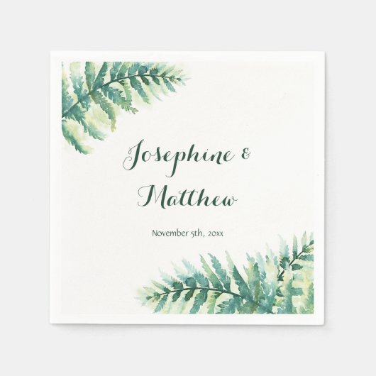 Grüne Blätter für Wasserfarben, Hochzeiten Serviette (Vorderseite)