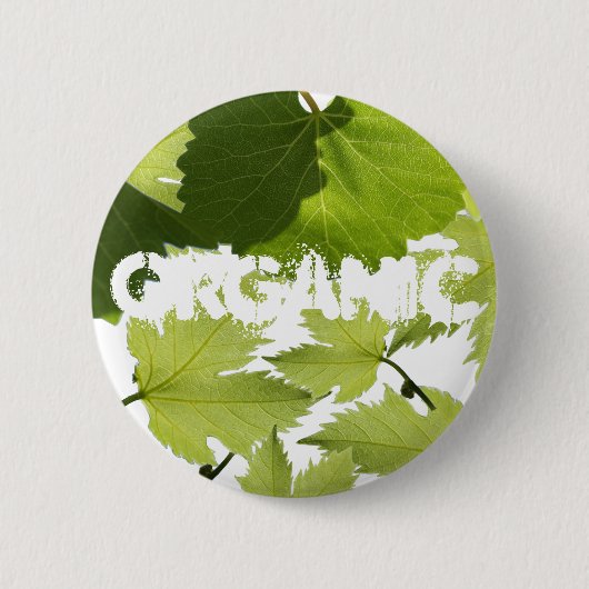 Grüne Blätter für Weintrauben Button (Vorderseite)