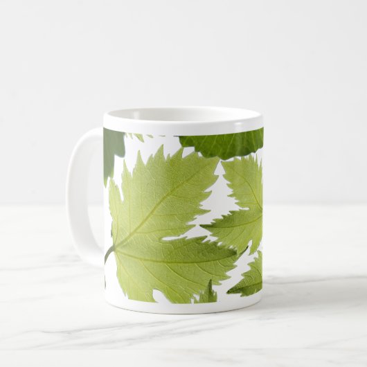 Grüne Blätter für Weintrauben Kaffeetasse (Vorderseite Links)