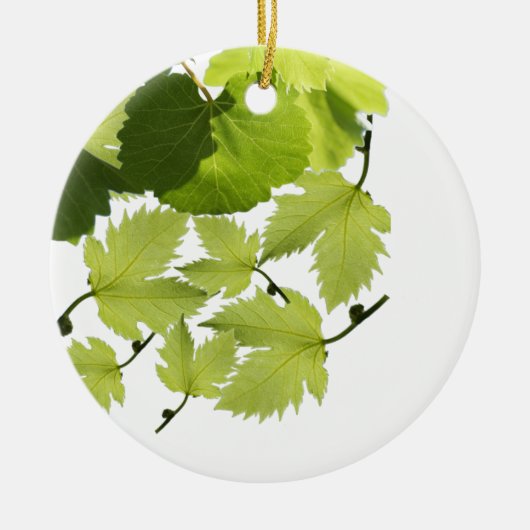 Grüne Blätter für Weintrauben Keramik Ornament (Vorne)