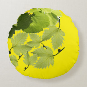 Grüne Blätter für Weintrauben Rundes Kissen
