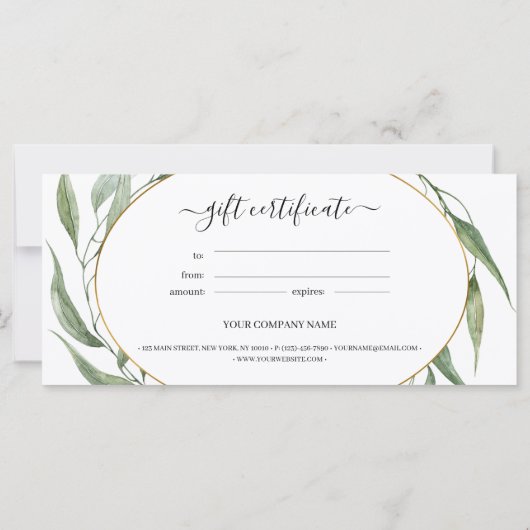 Grüne Blätter - Geschenkgutschein (Rückseite)