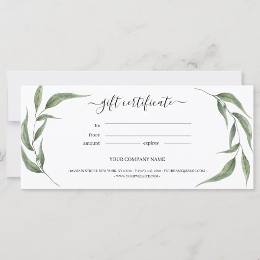 Grüne Blätter Geschenkgutschein (Rückseite)