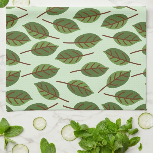 Grüne Blätter Geschirrtuch (Gefaltet)