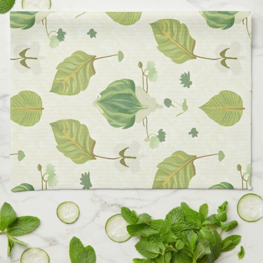 Grüne Blätter Geschirrtuch (Gefaltet)