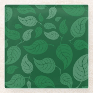 Grüne Blätter Glasuntersetzer