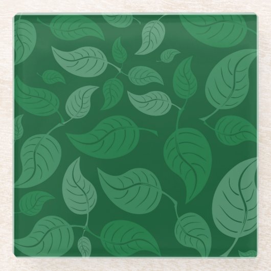 Grüne Blätter Glasuntersetzer (Vorderseite)